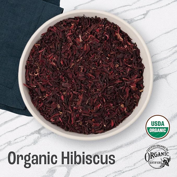 J Mac Botanicals, Organic Hibiscus Flower (4 ounce), Hibiscus tea, cut & sifted flowers, dried from