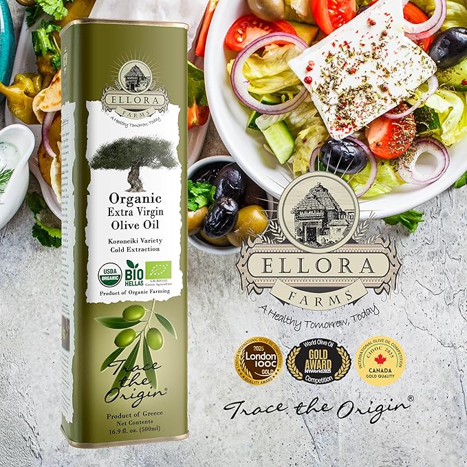 Ellora Farms, Extra Virgin Olive Oil, Organic Cold Press, Traceable Single Origin Olive Oil