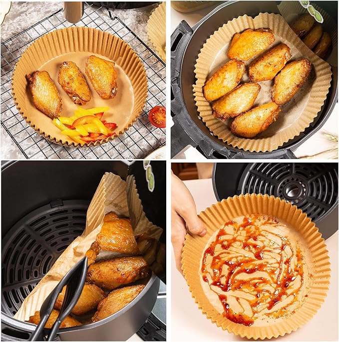 Air Fryer Liners Disposable,200Pcs Parchment Paper for 5-8QT Air Fryer,LYHOLKEER 8inch Round