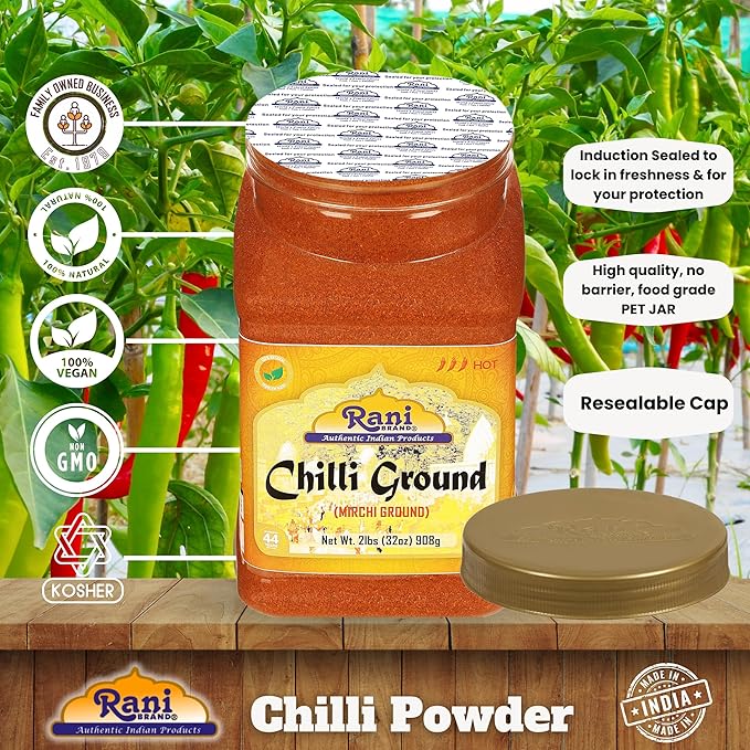 Rani Chilli Powder (Mirchi) Ground Indian Spice 32oz (2lbs) 908g Bulk PET Jar ~ All Natural |