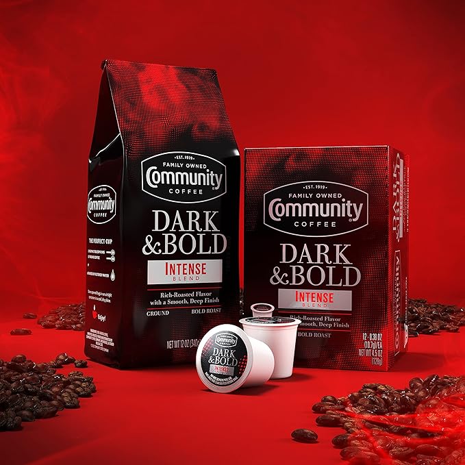 Community Coffee Dark & Bold Intense Blend 72 Count Coffee Pods, Dark Roast Compatible with Keurig