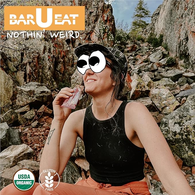 BAR-U-EAT Gluten-Free, Organic, Soft & Chewy Energy Bar. Whole Food Ingredients | Compostable