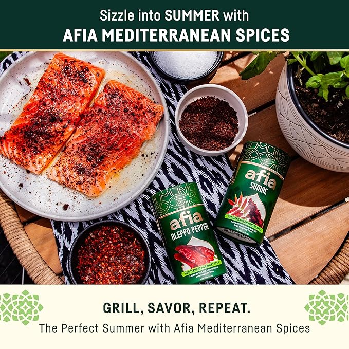 Afia Mediterranean Pantry Spices Gift Set | Aleppo Pepper, Dried Mint & Sumac | Seasoning Set for