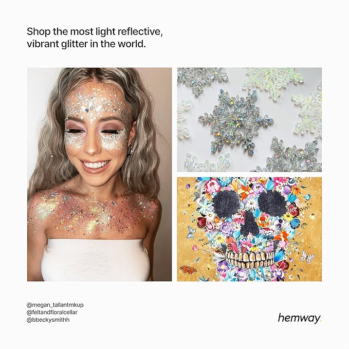 Hemway Premium Glitter Shaker - Gold Holographic | Ultrafine Metallic Flake Sequins for Resin &