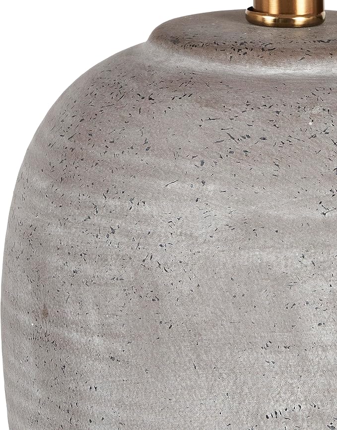 Nourison Home 23" Rustic Brown (Gray Undertones) Ceramic Pot Table Lamp for Bedroom, Living Room