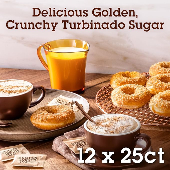 Sugar In The Raw Turbinado Cane Sugar Packets, 25 Ct Box, 12 Pack, Pure, All-Natural Turbinado