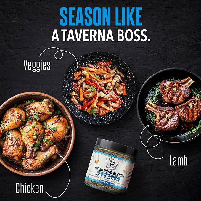 Chimi Boss Greek Table Seasoning, 7oz of Zest ??All-Purpose Mediterranean Herb Blend for Chicken