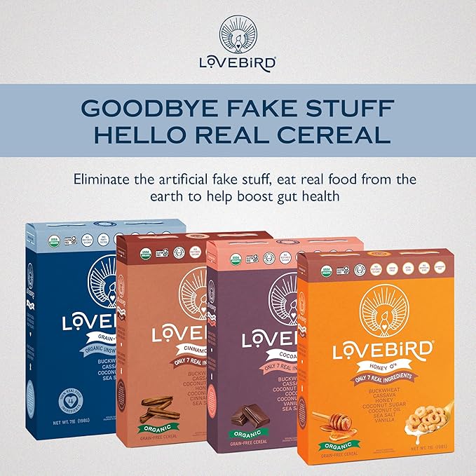 Lovebird Healthy Cereal That Actually Tastes Good - Organic & 100% Real Food, No Refined Sugar &