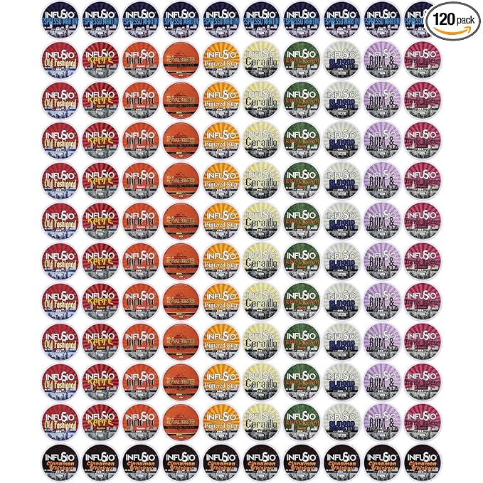 InfuSio Flavored Coffee Pods Variety Pack - 120 Count Flavored Medium Roast, 12 Curated Blends