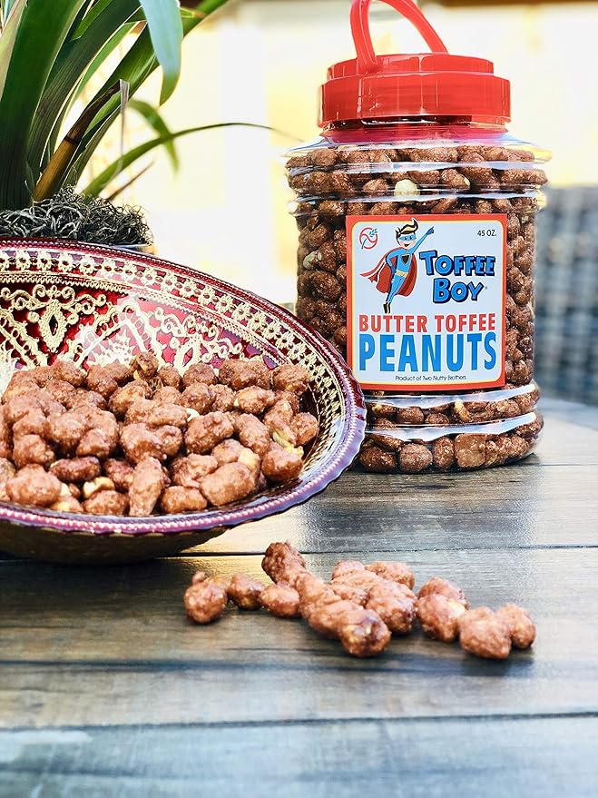 Toffee Boy's Butter Toffee Peanuts - 45 Oz Jar - Family Recipe, Fresh and Hand Cooked, Gluten Free
