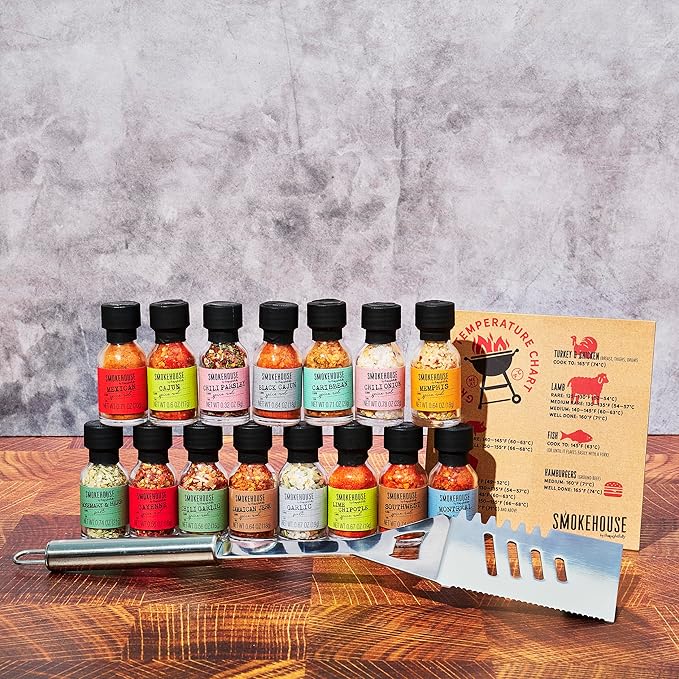 Smokehouse by Thoughtfully, Grilling Spices BBQ Set, Includes BBQ Spatula, Magnet and Flavorful