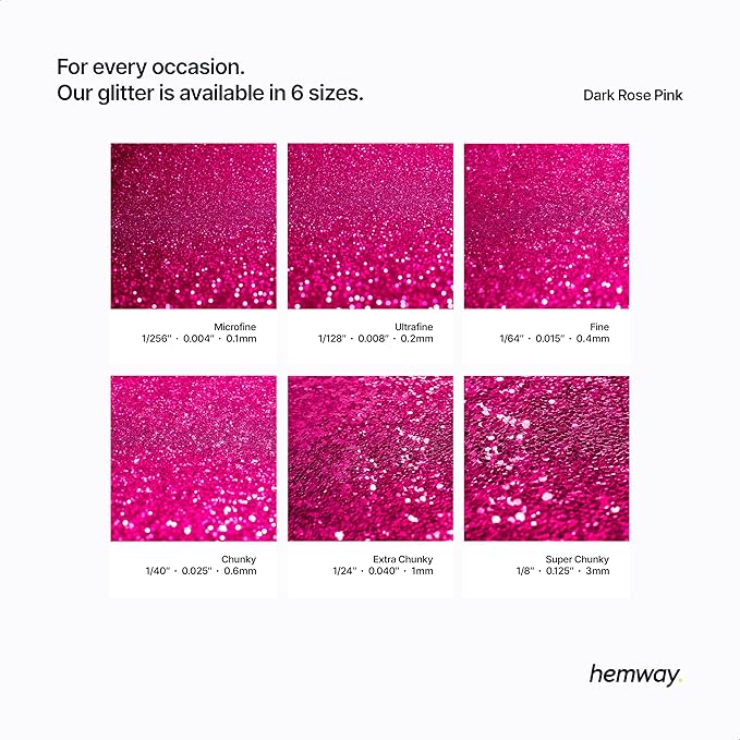 Hemway Premium Glitter Shaker - Dark Rose Pink | 130g Ultrafine Metallic Flake Sequins for Resin &