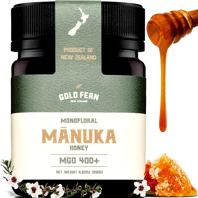 Gold Fern Honey - Raw New Zealand Manuka Honey Medical Grade | 8.8oz Monofloral MGO 400+ | Pure