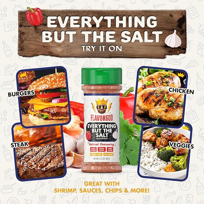 No Salt Seasoning, Everything but the Salt Seasoning by Flavor God, No Sodium, Natural, Garlic