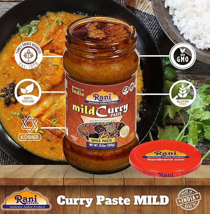 Rani Curry Paste MILD (Spice Paste) 10.5oz (300g) Glass Jar ~ No Colors | All Natural | NON-GMO |