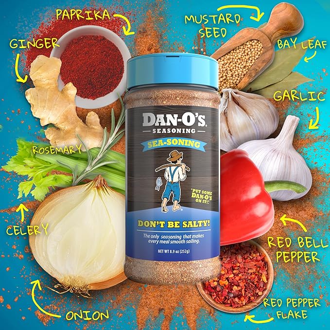 Dan-O's SEA-soning Seasoning, 8.9 oz Bottle, All-Purpose Seasoning for Fish, Shrimp, Seafood