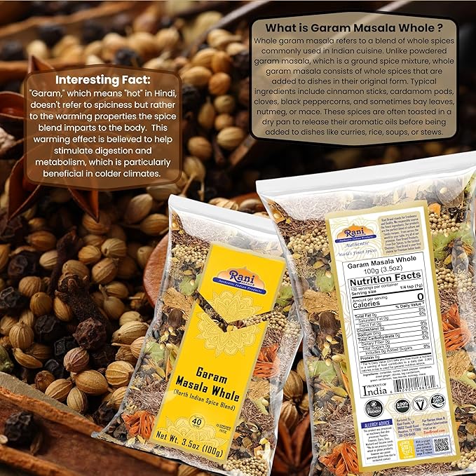 Rani Garam Masala Indian 11 Whole Spices Blend 3.5oz (100g) ~ All Natural, Salt-Free | Vegan | No