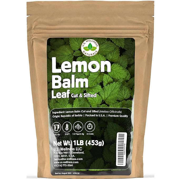 Lemon Balm (Herbal Tea): (Melissa Officinalis Caffeine Free) - Balm Leaf (Cut and Sifted), 1lb