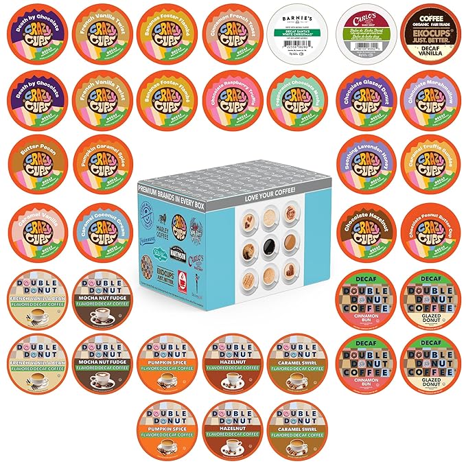 Flavored Decaf Coffee Pods Variety Pack Compatible with Keurig K Cups Brewers, 36 Count, Assorted