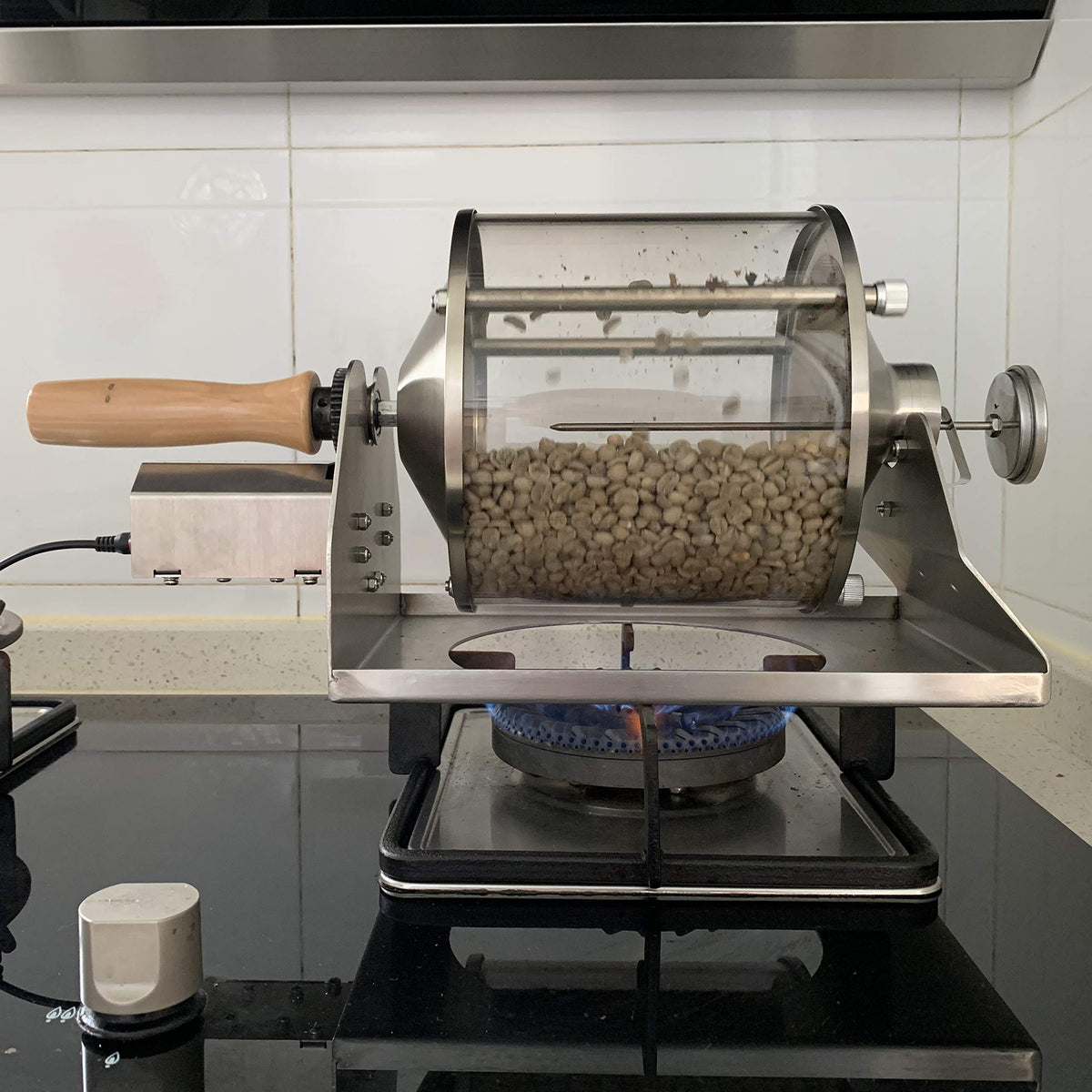 DYVEE Coffee Roaster Gas Burner Coffee Roasting Machine for Home Use, 400g Capacity, Quartz Glass