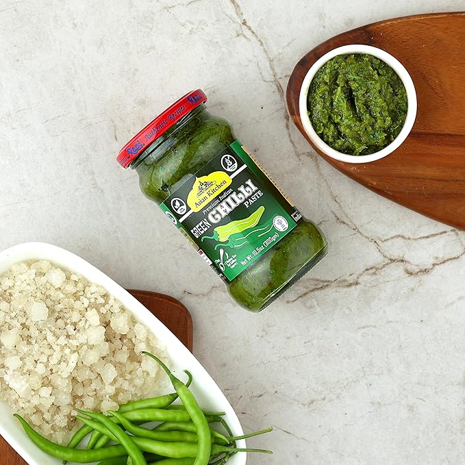 Asian Kitchen Green Chilli Cooking Paste 10.58oz (300g) Glass Jar ~ Vegan | Gluten Free | NON-GMO |