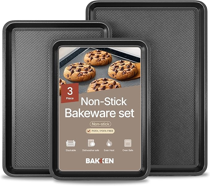 BAKKEN Kitchen Baking Pans - Small, Medium, and Large Cookie Pan (13.58×9.65, 15.75×11