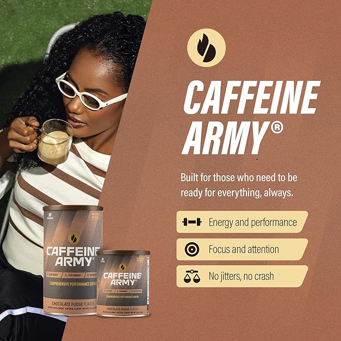 CAFFEINE ARMY Chocolate Fudge | Comprehensive Functional Coffee with MCTs, CoQ10, Collagen and
