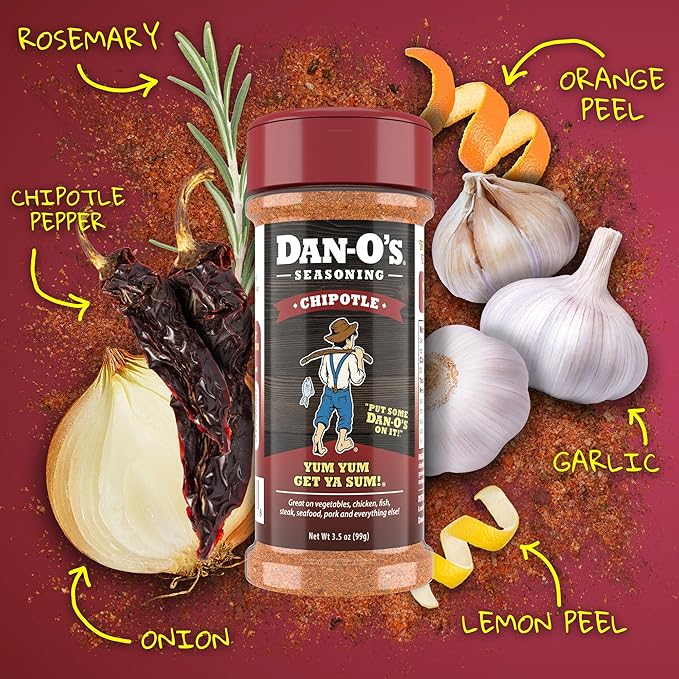 Dan-O's 6 Bottle Seasoning Set, Small Bottles, 6 Pack, Includes Original, Spicy, Chipotle, Crunchy