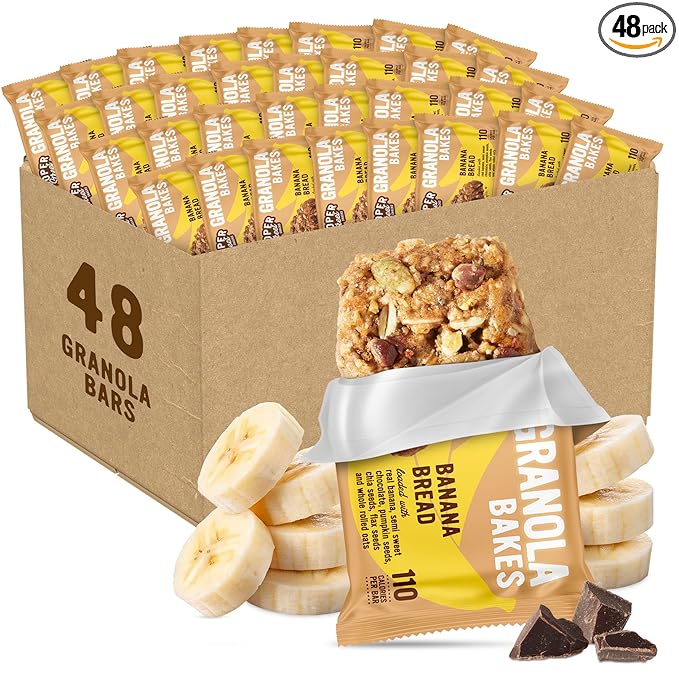 Cooper Street Banana Bread Granola Bakes (48 Count) ??Individually Wrapped Soft and Chewy Granola