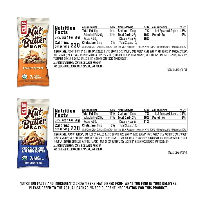 CLIF Nut Butter Bar - Variety Pack - Peanut Butter Filled Energy Bars - Non-GMO - USDA Organic