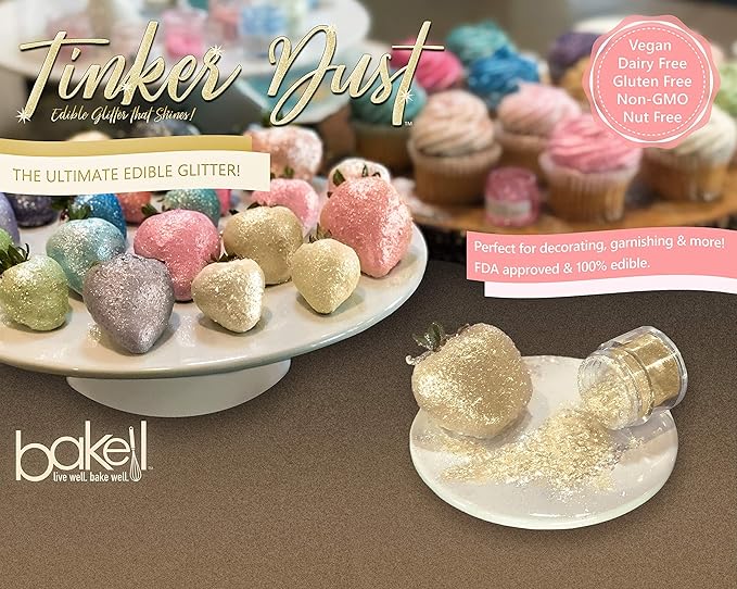 Bakell - Deep Pink Tinker Dust (5g, 1x Jar) Edible Glitter for Food, Desserts, and Beverages!