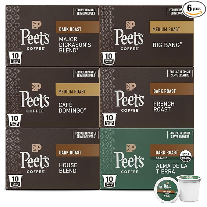 Peet's Coffee, Single Serve Coffee Pods Variety Pack - Major Dickason's Blend, Big Bang, French