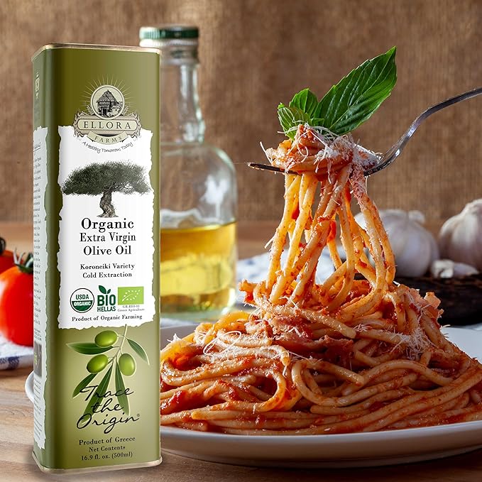 Ellora Farms, Organic Extra Virgin Olive Oil, Cold Press, Traceable Single Origin, Kosher, High
