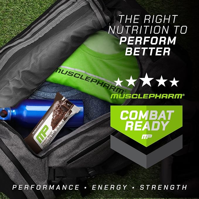MusclePharm Combat Ready Chocolate Cake Protein Bars, High Protein Bars, Combat Cravings, Fuel