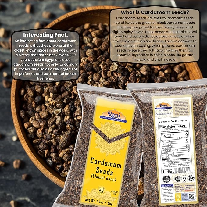 Rani Cardamom (Elachi) Decorticated Seeds Indian Spice 1.4oz (40g) ~ All Natural | Vegan | Gluten