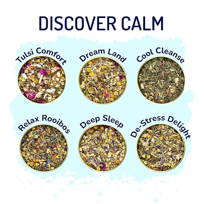 BREWIX, Discover Calm Premium Herbal Tea Christmas Gift Box (3.53oz/50+ Cups) | Tea Gift Sets For