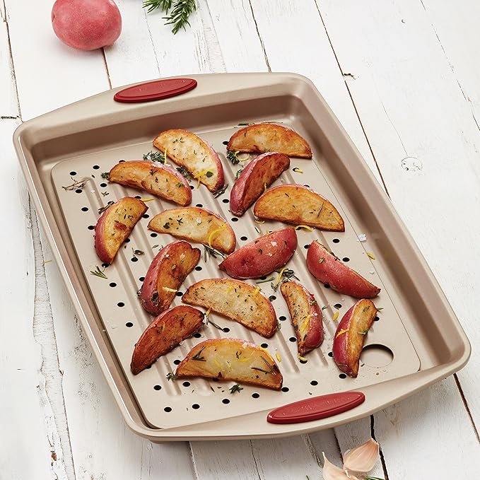 Rachael Ray Cucina Nonstick Bakeware Set with Grips, Nonstick Cookie Sheet / Baking Sheet with