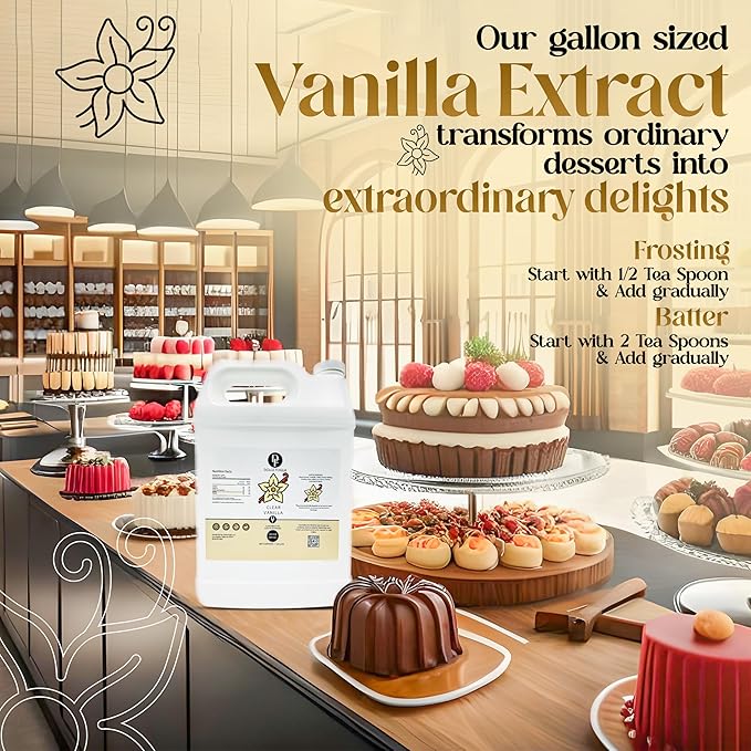 Dolce Flav Clear Double Strength Imitation Vanilla Extract - 1 Gallon - Gluten-Free, Keto-Friendly