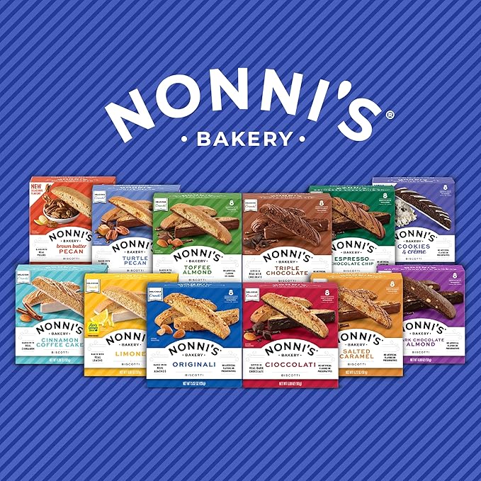 Nonni's Brown Butter Pecan Biscotti, Nutty Pecan Cookie with Rich Browned Butter Flavor, 8