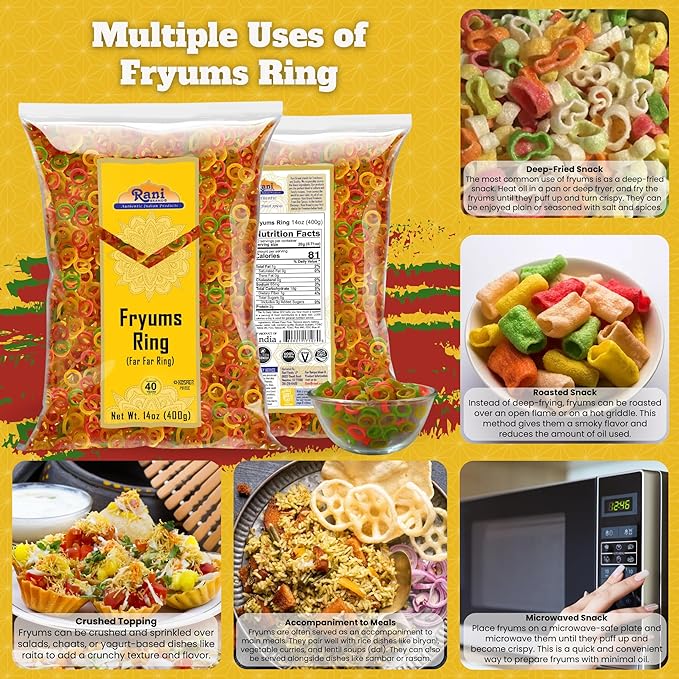 Rani Far Far / Fryums (Wheat & Tapioca Pellet) Ring Shape 14oz (400g) ~ Vegan, Kosher, Uncooked