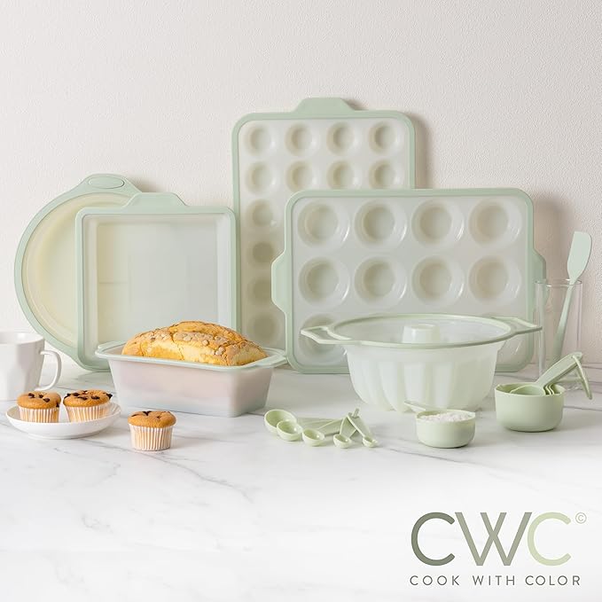 COOK WITH COLOR 17 Pc. Silicone Baking Pan Set - Non-Stick & Easy Clean Silicone Muffin Pans for