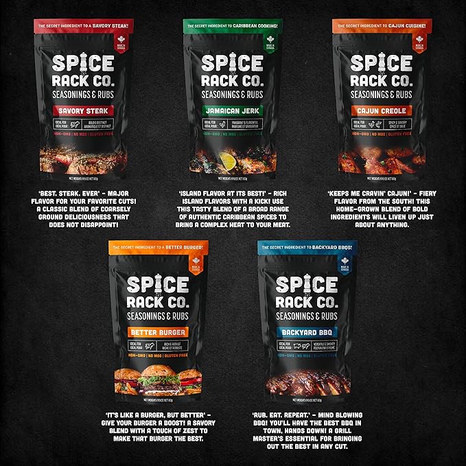 Spice Rack Co. BBQ Seasonings And Rubs - Smoking & Grilling Spices and Seasonings Sets, Grilling