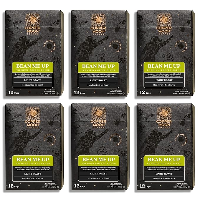 Copper Moon Single Serve Coffee Pods for Keurig K-Cup Brewers, Light Roast, Bean Me Up Blend, 72