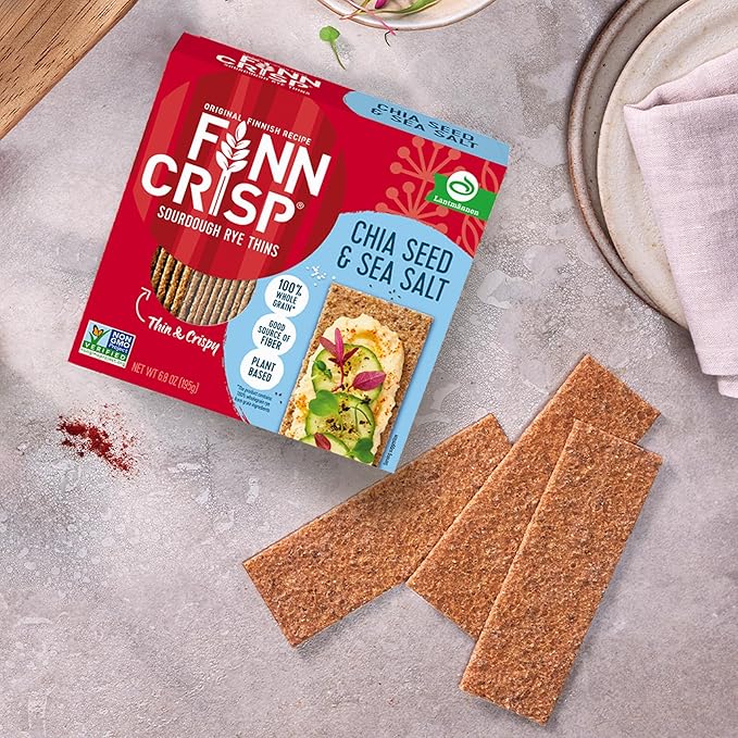 Finn Crisp Chia Seed Sourdough Rye Thins Crispbread, 6.8 Ounce Box (Pack of 9)