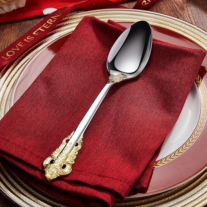 KEAWELL 2-Piece Gorgeous Large Serving Spoon, 18/10 Stainless Steel, Fine Large Serving Spoon