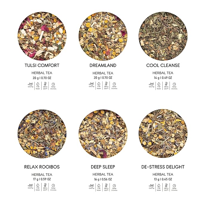 BREWIX, Discover Calm Premium Herbal Tea Christmas Gift Box (3.53oz/50+ Cups) | Tea Gift Sets For