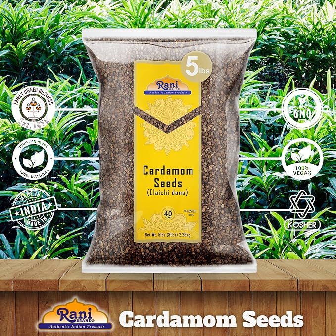 Rani Cardamom (Elachi) Decorticated Seeds Indian Spice 80oz (5lbs) 2.27kg Bulk ~ All Natural |