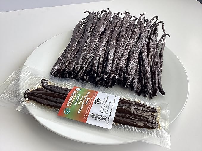 6 Organic Vanilla Beans Madagascar Grade A for Extract, Cooking and Baking by FITNCLEAN VANILLA|