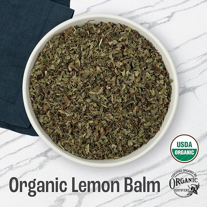 J Mac Botanicals Organic Lemon Balm (16 oz), Loose Leaf Tea, Dried Lemon Balm Tea, herbal Infusion