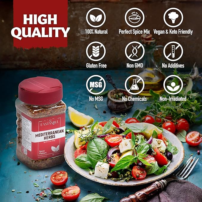 Eastanbul Mediterranean Seasoning, 5.29oz, Mediterranean Spice Blend, Herb & Salt Blend, Spiced Sea